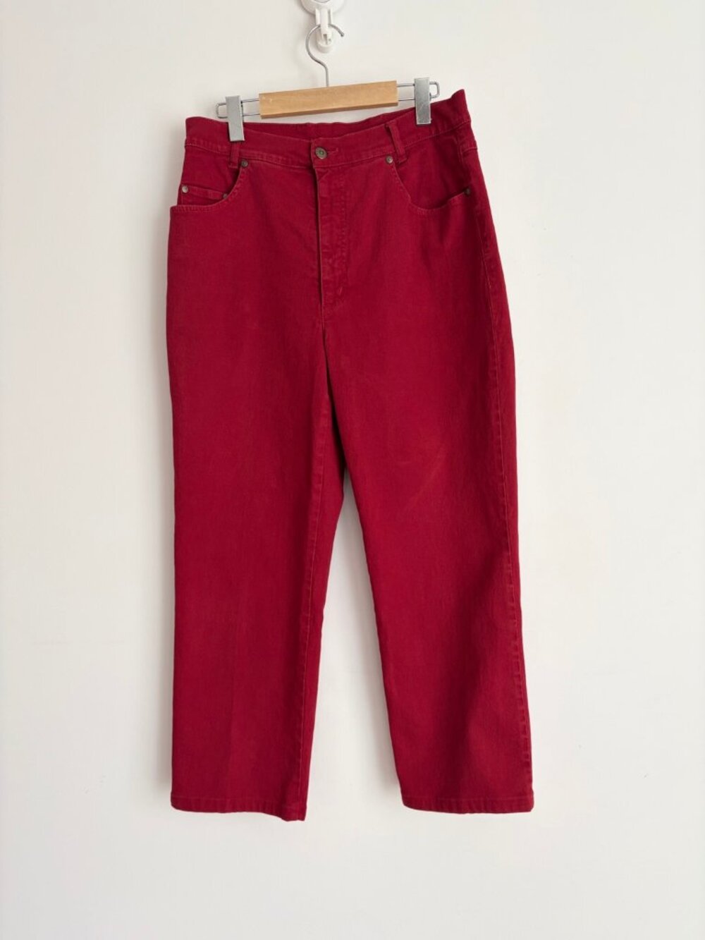 Vintage 1990s Geiger Austrian Red Streetwear Cropped Straight Jeans M
